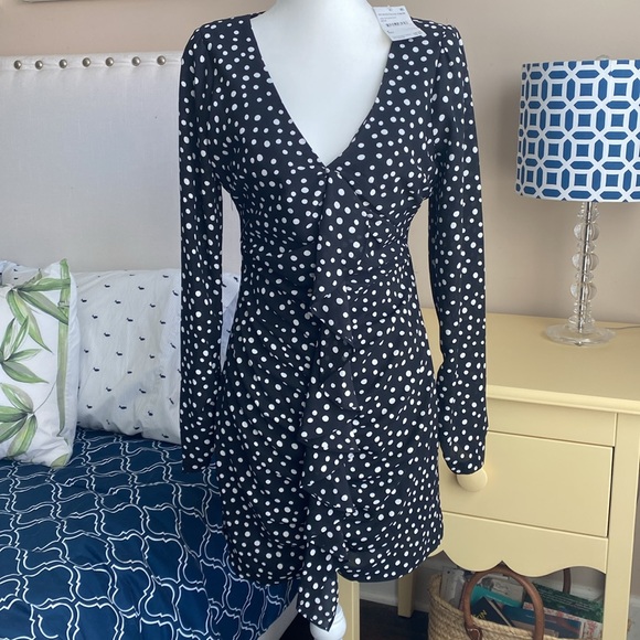 NWT Likely Polka Dot Print Black Mini Dress Size: S | US 4 - Picture 4 of 5